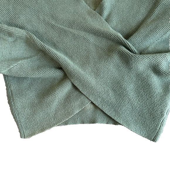 Cross‎ Wrap Sweater by BTFBM Women’s Wrap Sweater Ribbed Knit V-Neck Size L Teal - Picture 3 of 8